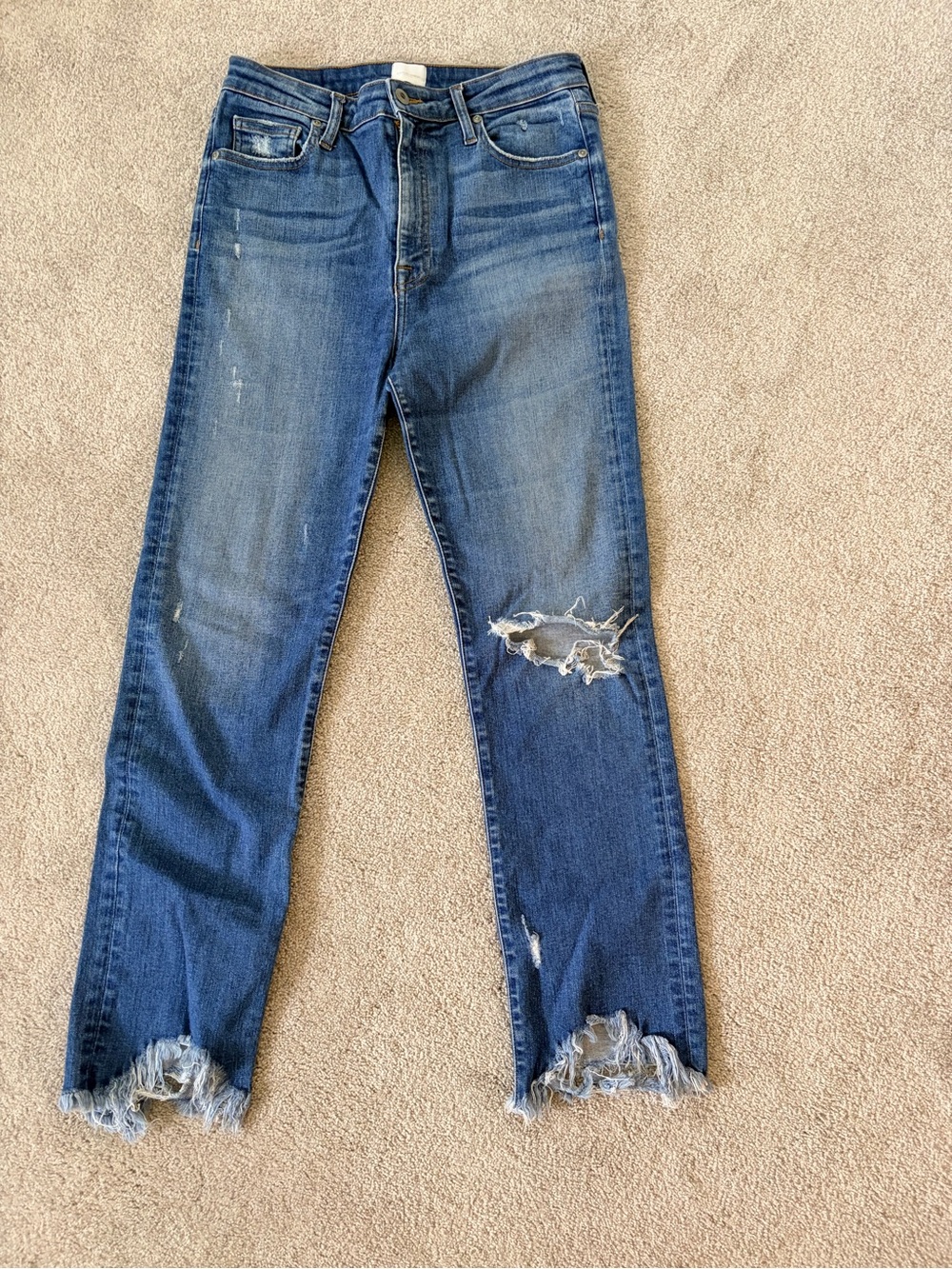 Jonathan Simkhai Distressed Straight-Leg Jeans in Blue